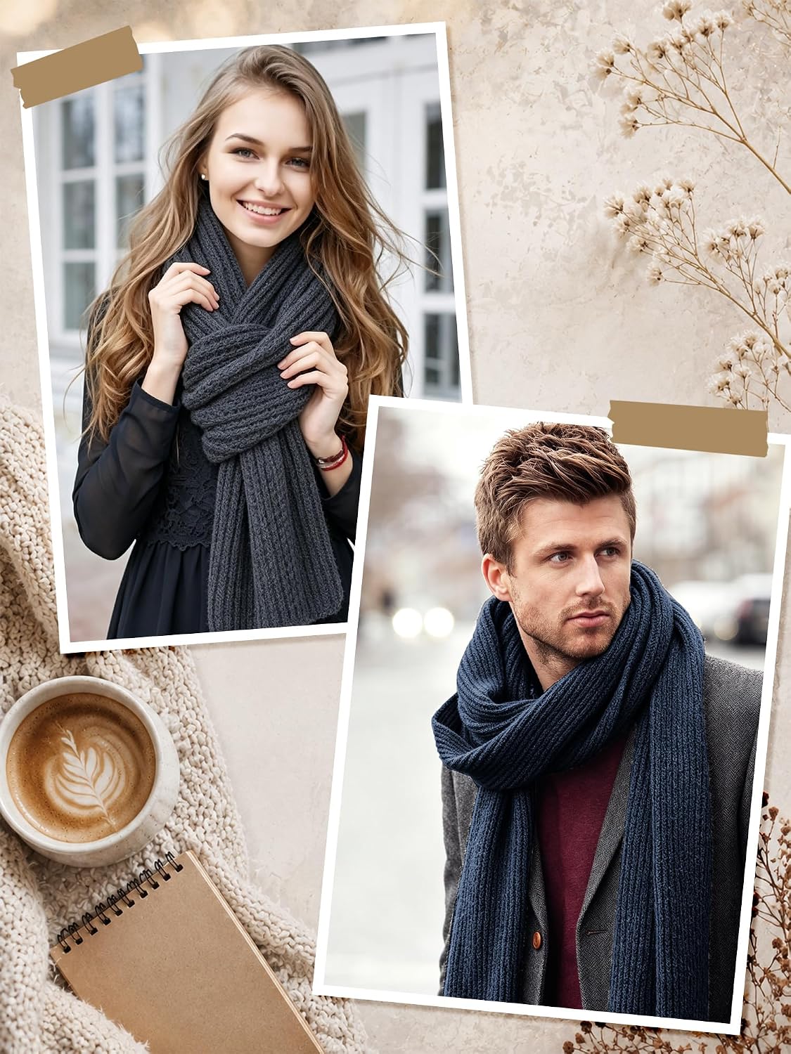 Fourluoo 3 Pcs Kids Winter Knitted Scarves Boys Girls Winter Knitted Scarves Suitable for Keeping the Neck Warm for Children