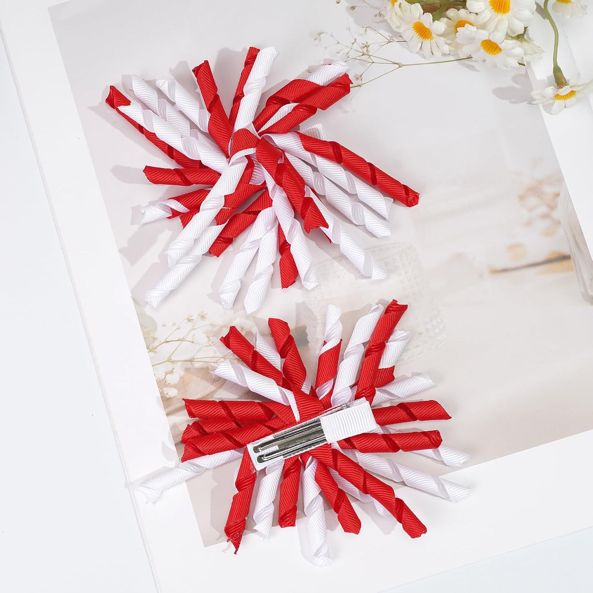 2pcs Red Toddler Korker Bow Hair Clip Pigtail Bow Hair Accessories for Girl