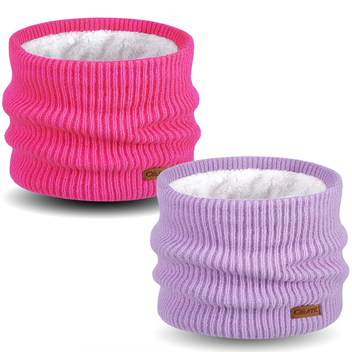 Kids Neck Warmer Winter Neck Gaiters Knitted Infinity Scarf for Boys Girls Fleece Lined Ski Mask for Cold Weather
