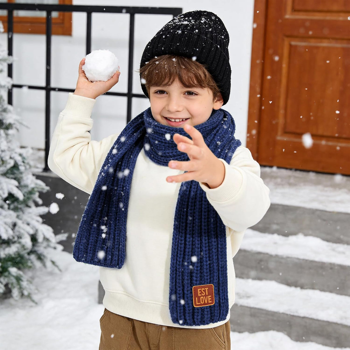 4 Pieces Kids Scarf Winter Knitted Kids Scarves Solid Color Neck Warmer for Children