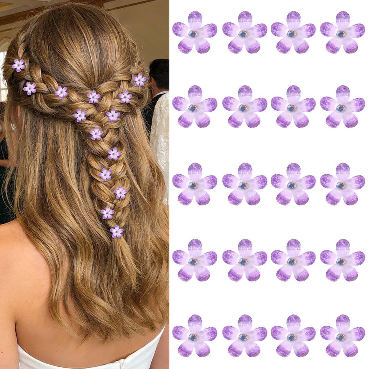 YISSION Colorful Rhinestone Hair Accessories - Mini Flower Hair Clips, Pins & Barrettes for Wedding, Bridal, Girls & Women