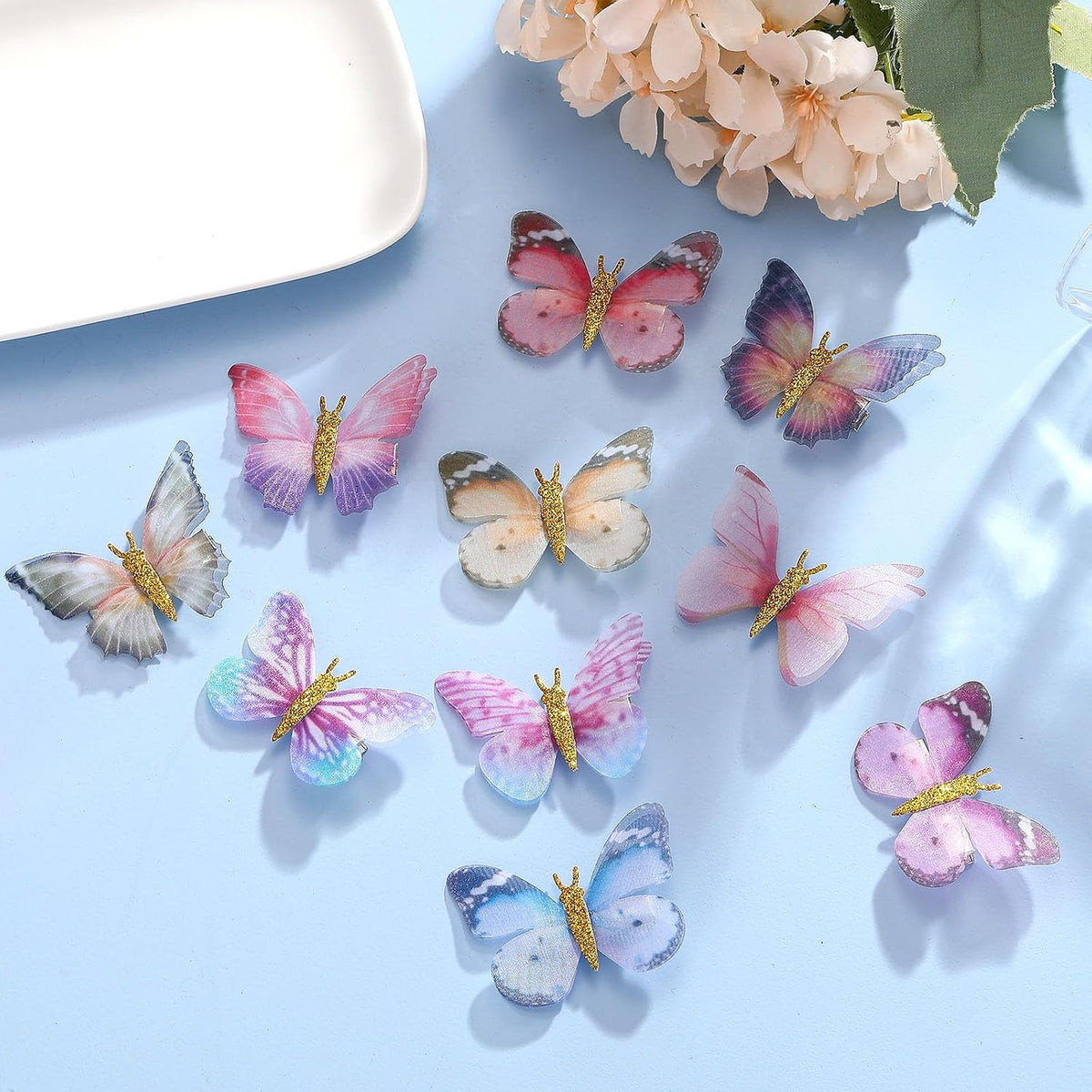 20Pcs Glitter Hair Clips for Kids - Moving Fairy Accessories for Women, Girls Colorful Hair Clips 90s (Brown)