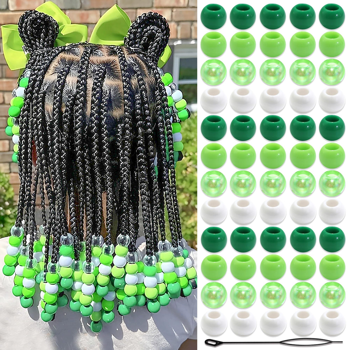 NAISKA 60PCS Blue Pink Hair Beads Purple Beads for Braids Iridescent Mermaid Dreadlock Pony Bead 3 Colors Loc Jewelry Summer Hair Accessories for Kids Girls