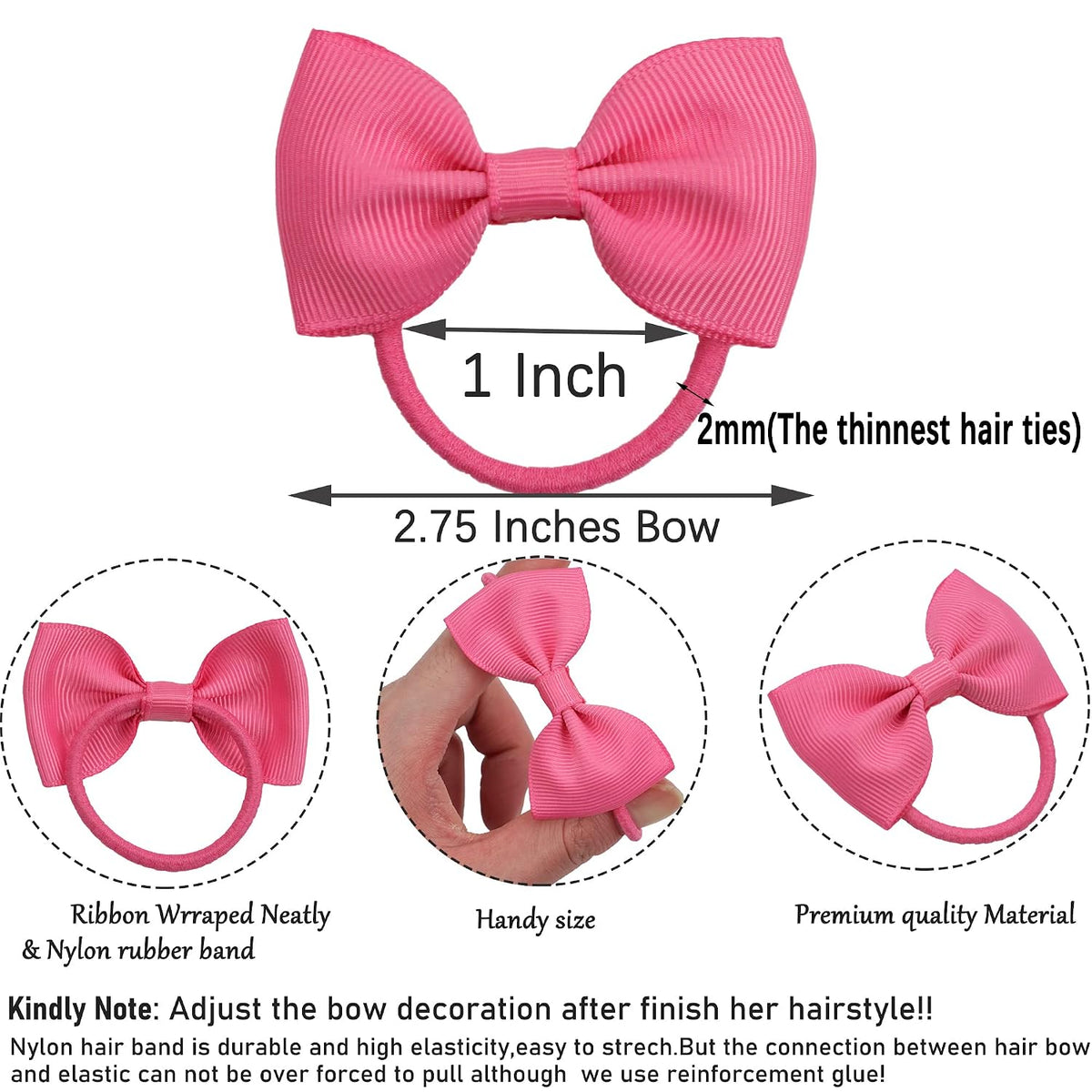 CÉLLOT Toddler Hair Accessories - 40pcs 2.75" Elastics Rubber Ribbon Bands, Bows for Baby Girls, Kids & Children