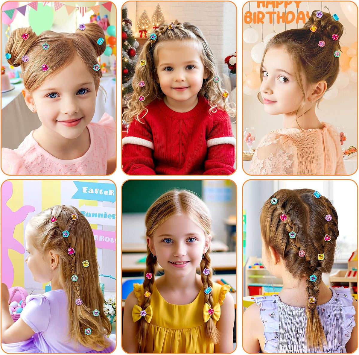 Vunrahsg Hair Gem Stamper Kit Hair Accessories for Girls Toy Bling Hair Styling Tool Reusable Shining Diamonds Hair Bead Jewelry Crafts Styling Head Stuff Birthday Gifts Toys 3 4 5 6 7 8-12 Girl Toys
