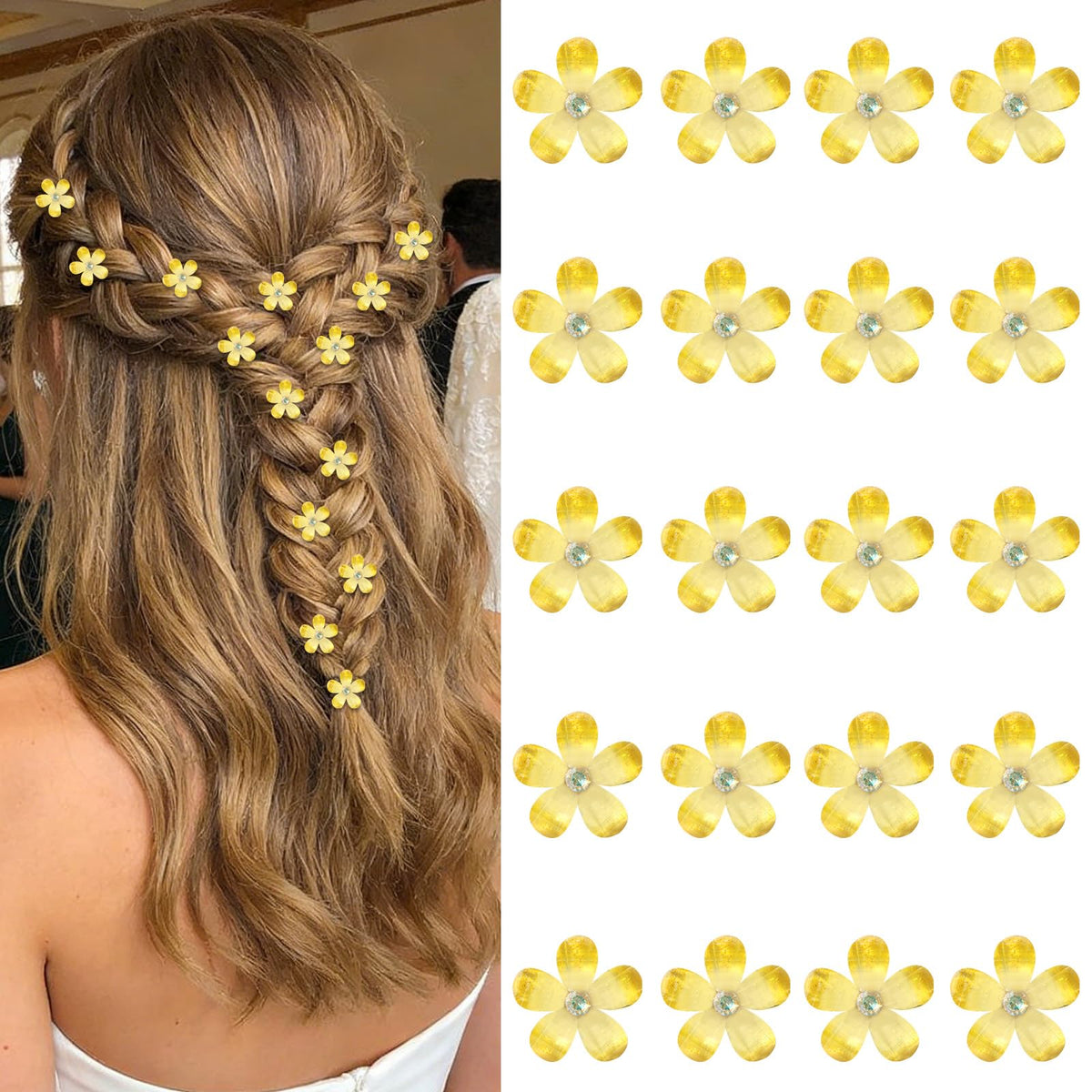 YISSION Colorful Rhinestone Hair Accessories - Mini Flower Hair Clips, Pins & Barrettes for Wedding, Bridal, Girls & Women