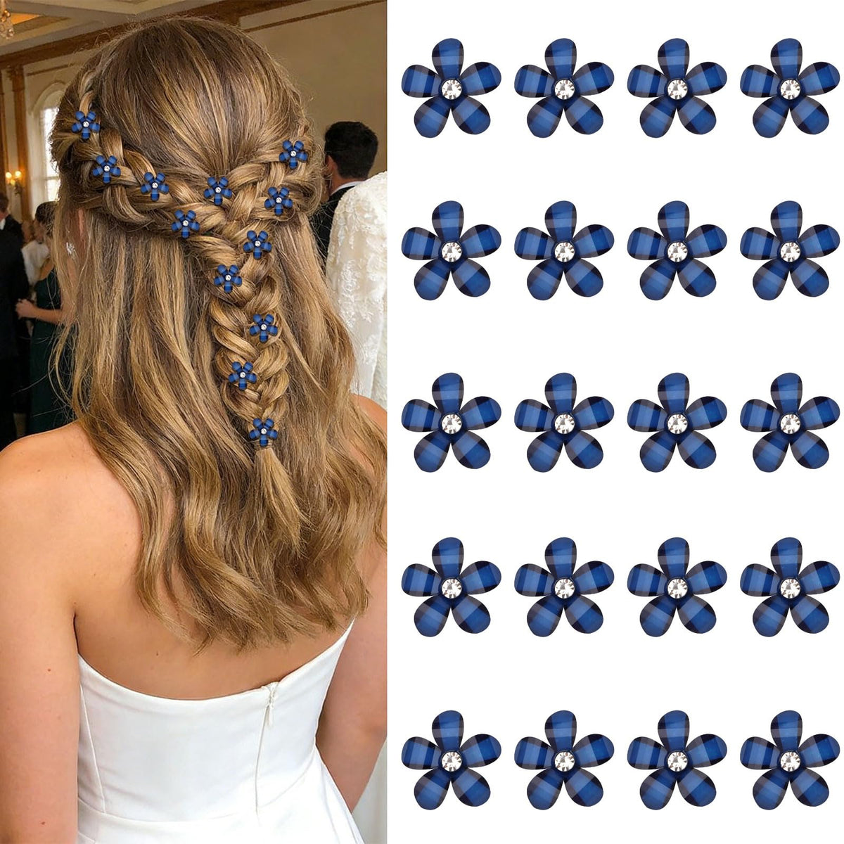 YISSION Colorful Rhinestone Hair Accessories - Mini Flower Hair Clips, Pins & Barrettes for Wedding, Bridal, Girls & Women