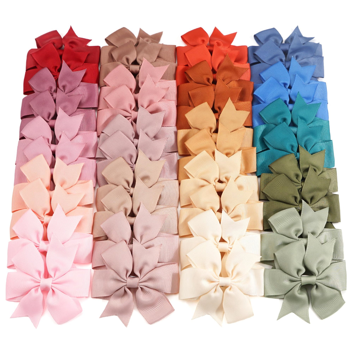 CÉLLOT 40Pcs 3 Inch Boutique Grosgrain Ribbon Pinwheel Hair Bows Alligator Clips For Girls Toddlers Accessories Teens Gifts In Pairs