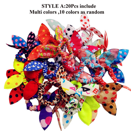40 PCS Girls Rabbit Ear Hair Ties for Toddler Girls Cotton Hair Bands Women No Crease Ponytail Holders Colors Randomly
