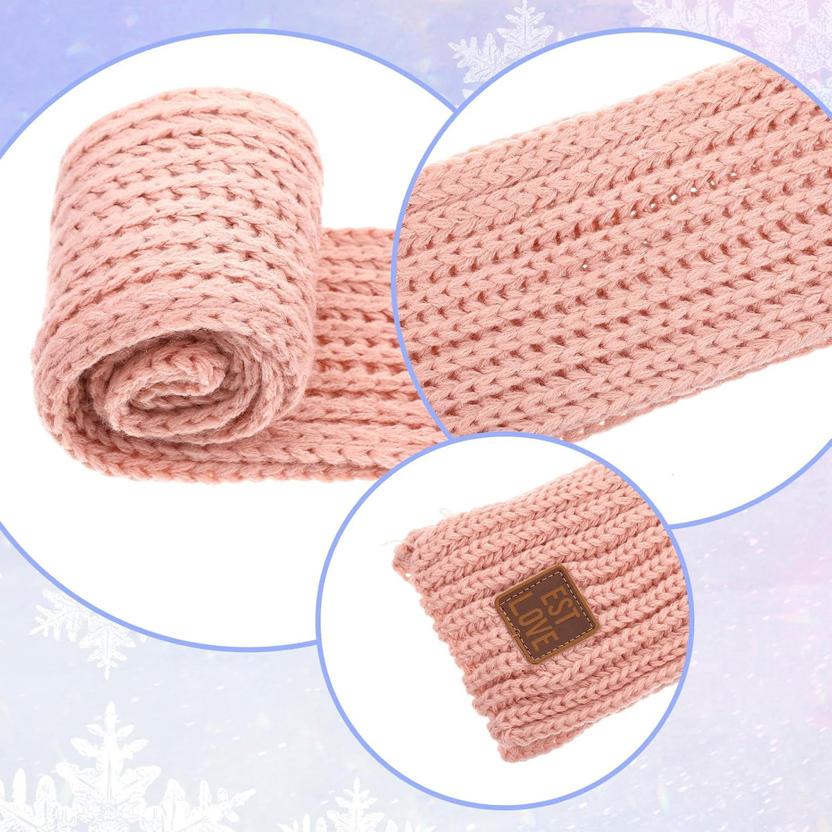 Abeillo 2 Pack Warm Kids Winter Knit Scarves Soft Knitted Neck Warmer Scarf Warm Scarves Wrap for Boys Girls