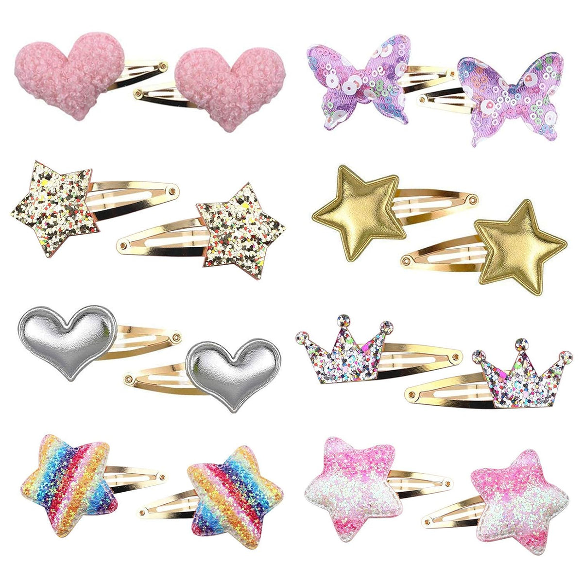 Gingbiss 16 Pcs Girls Hair Clips, Cute Sparkly Snap Hair Barrettes for Kids