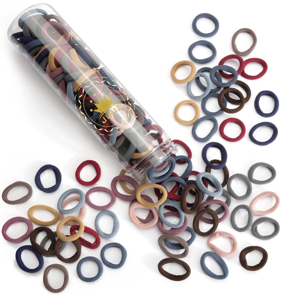 Brown Cotton Hair Ties - 100PCS Seamless Thick Elastic Ponytail Holders, No Crease, No Damage for Women, Kids, and Babies