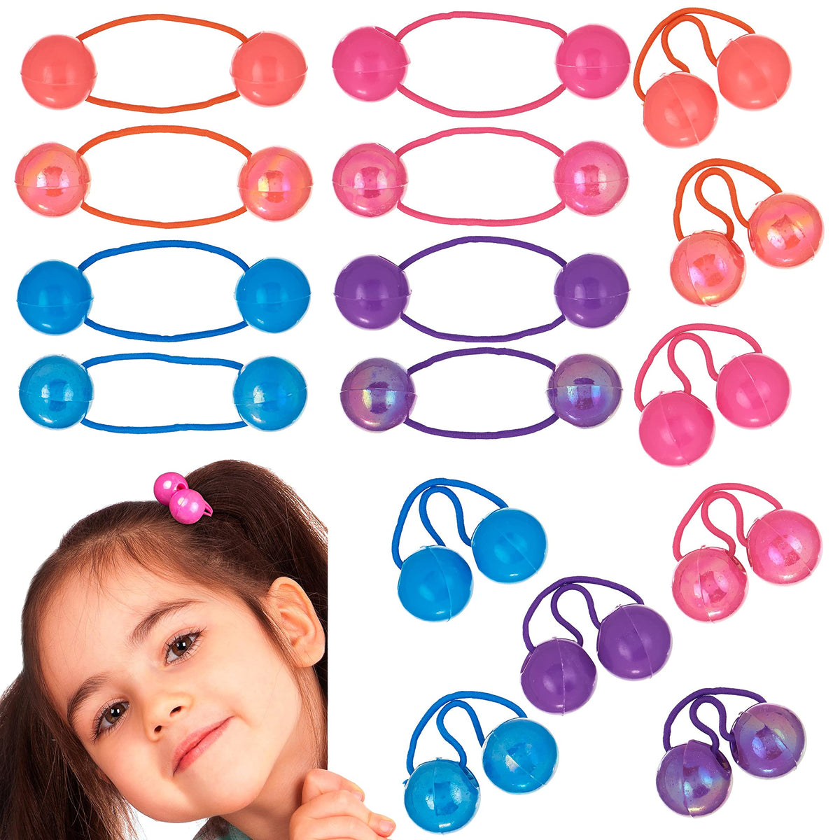 24pc Ponytailers Ponytail Balls Hair Elastics, 16mm-Value Pack