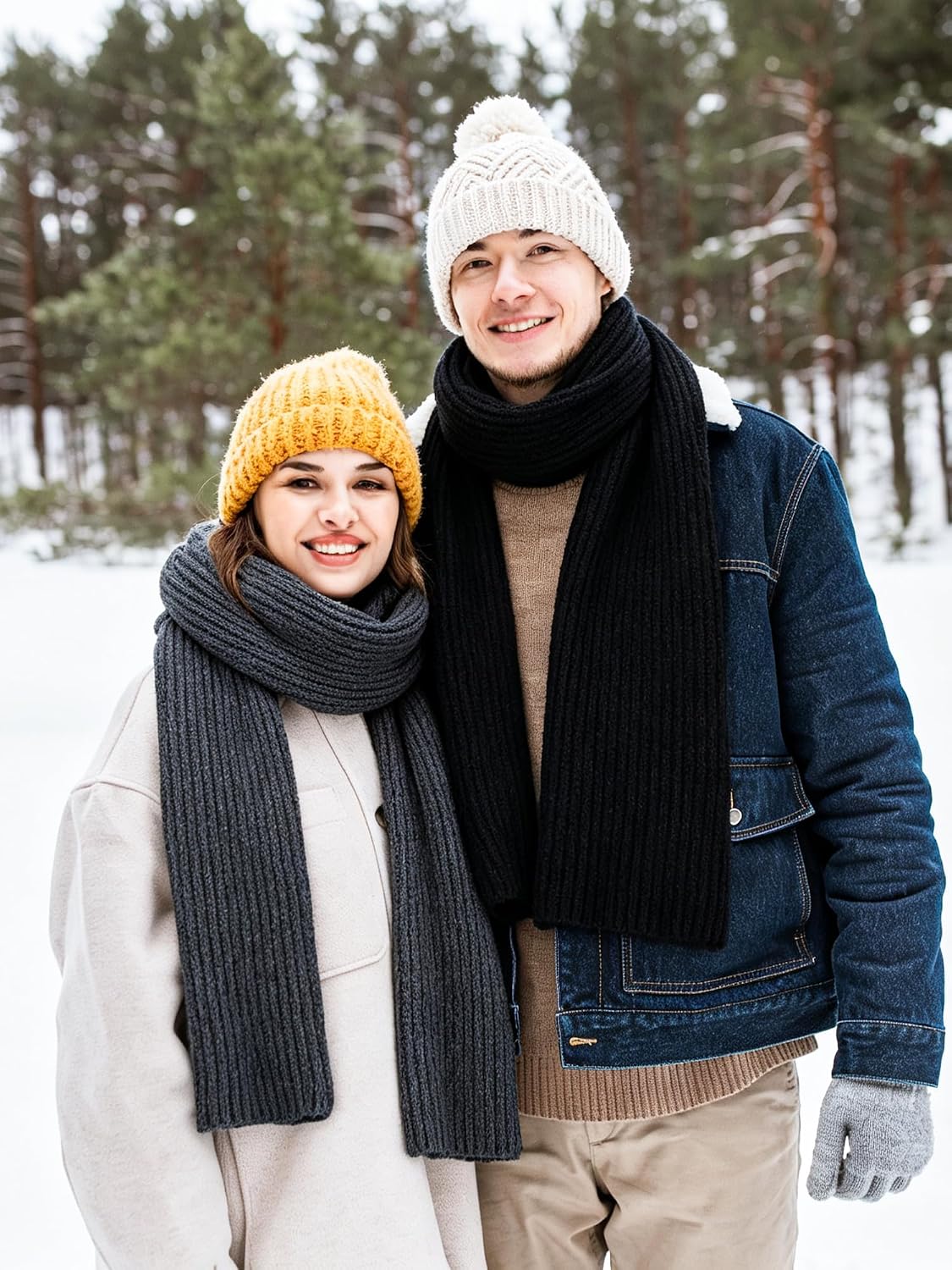 Fourluoo 3 Pcs Kids Winter Knitted Scarves Boys Girls Winter Knitted Scarves Suitable for Keeping the Neck Warm for Children