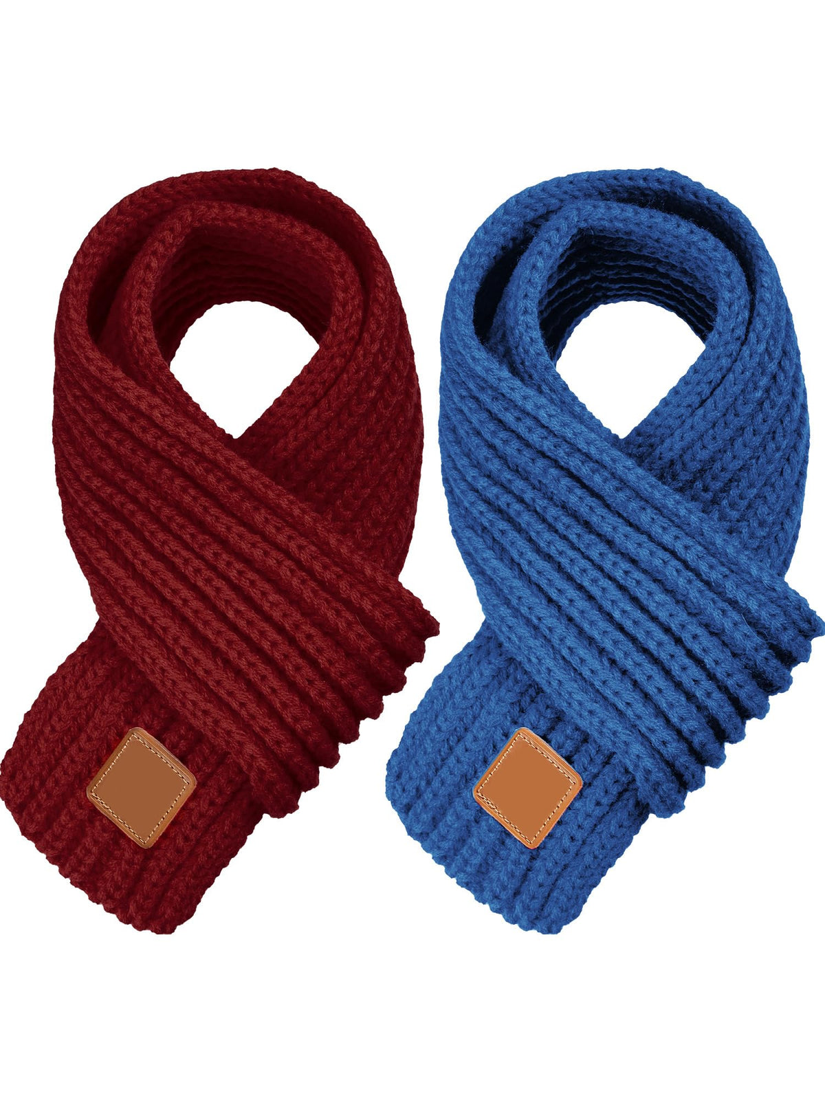 Zhanmai 2 Pcs Toddler Scarf Kids Warm Set Winter Knit Scarves Soft Neck Warmer for Boys Girls Children