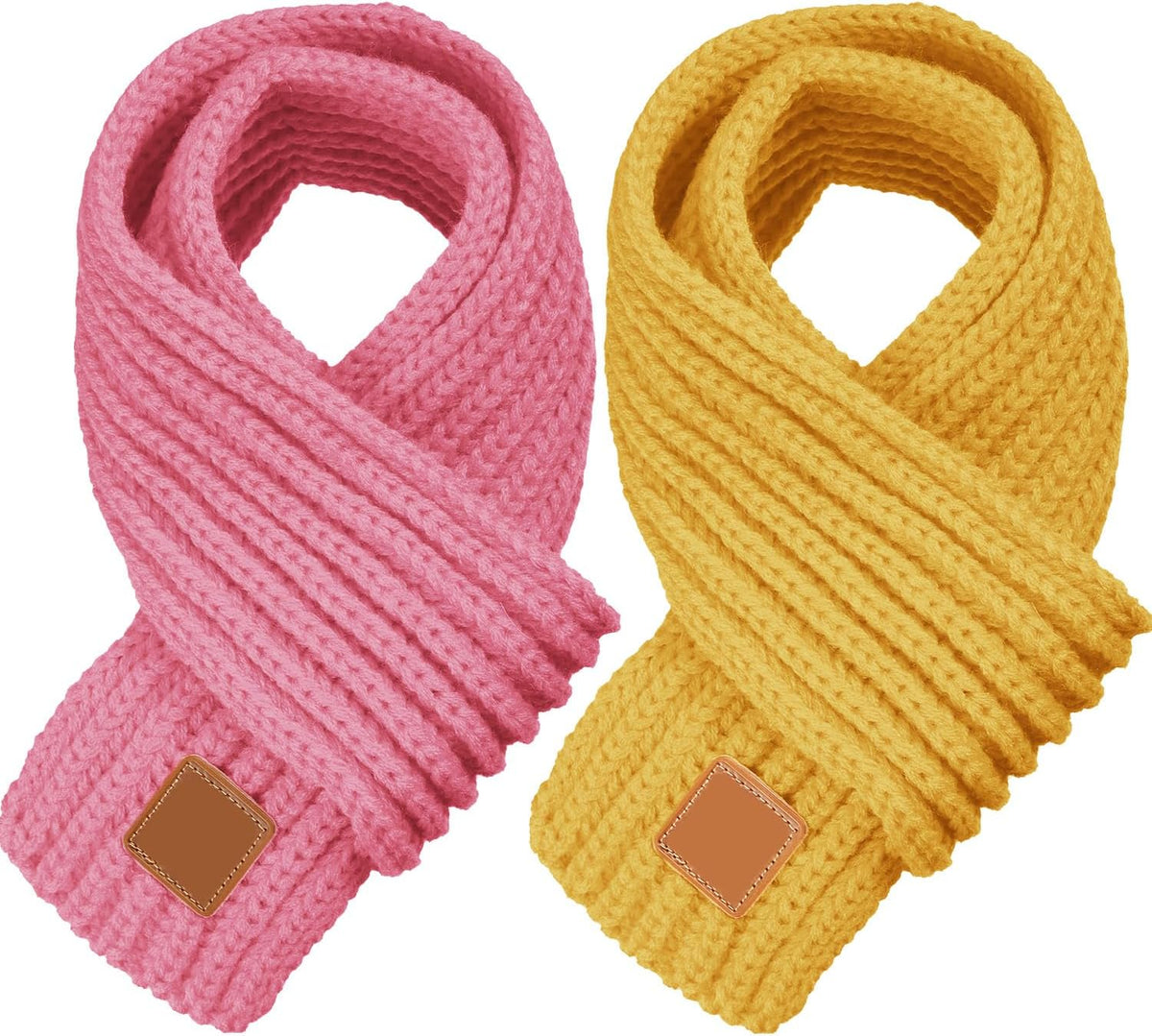 Zhanmai 2 Pcs Toddler Scarf Kids Warm Set Winter Knit Scarves Soft Neck Warmer for Boys Girls Children