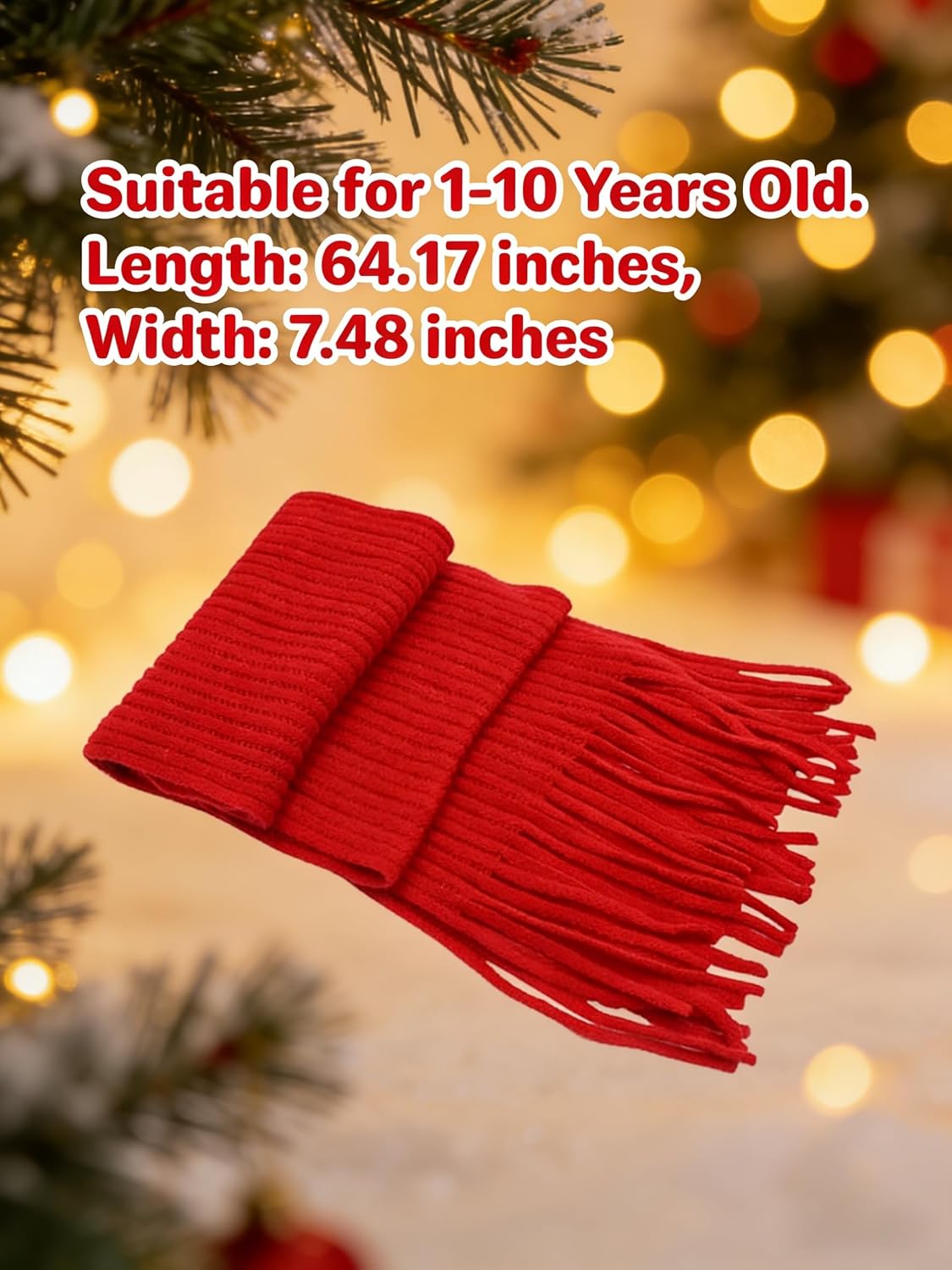 RARITYUS Kids Winter Knit Scarf Soft Warm Tassel Long Scarf for Boys Girls