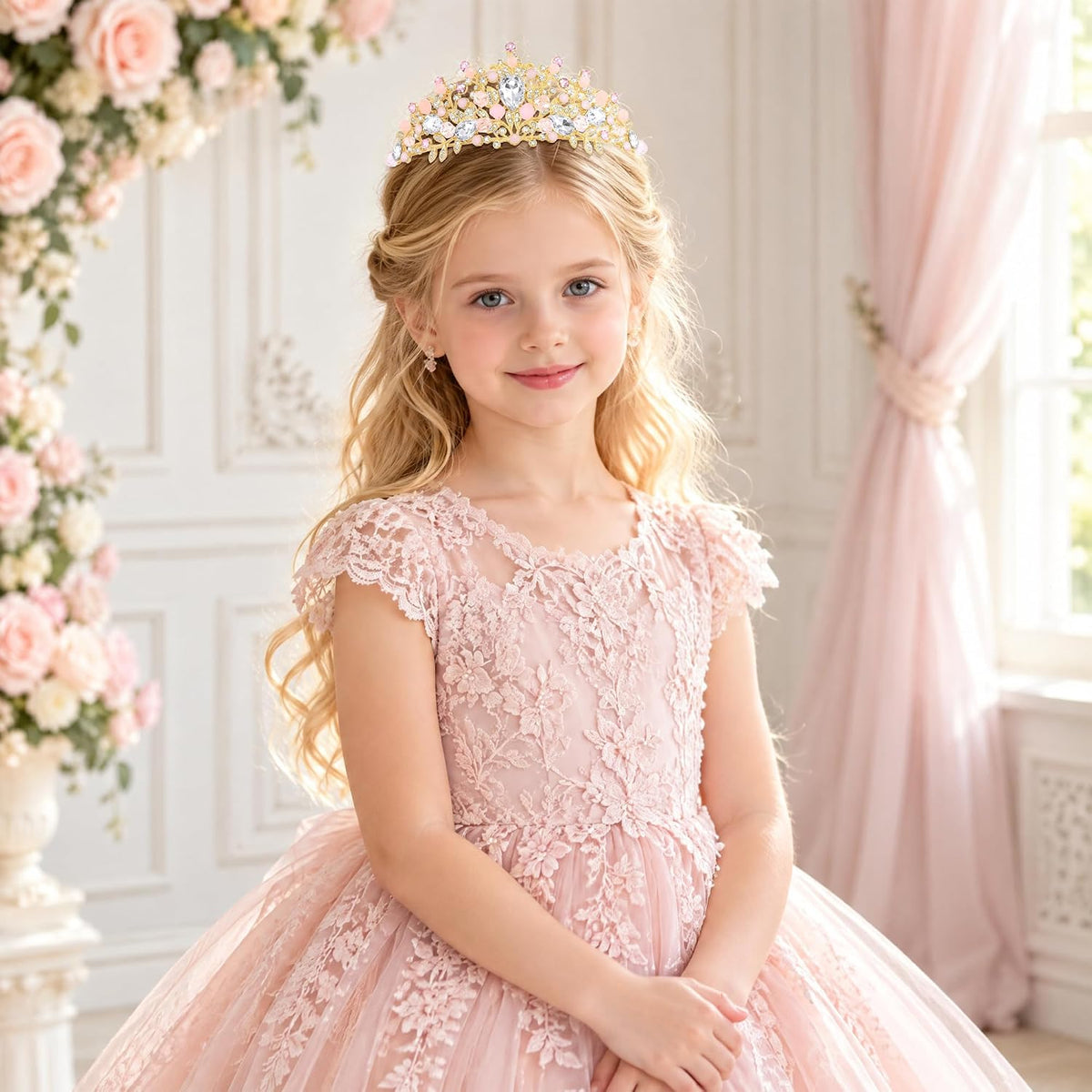 TAROSE Crystal Tiaras for Women Princess Birthday Crowns for Girls