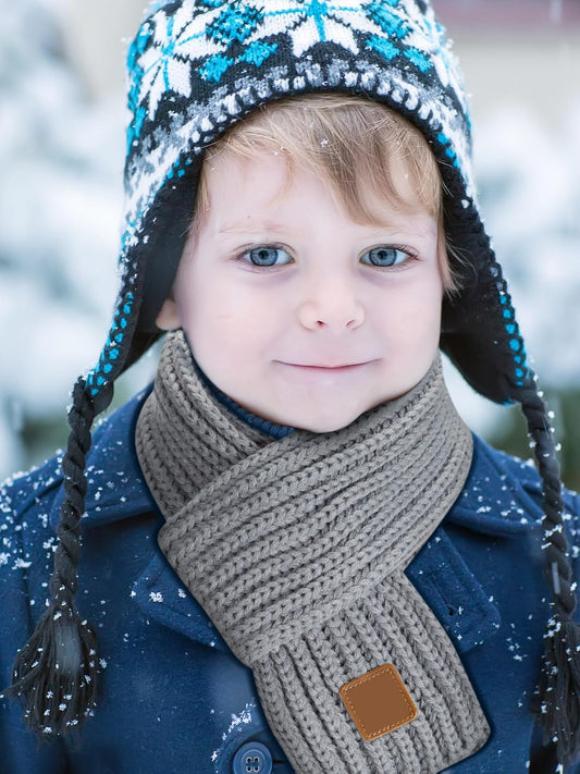 SATINIOR 9 Pieces Kids Knitted Scarf Winter Solid Color Toddler Warmer Scarf for Boy Girl(Simple Colors)