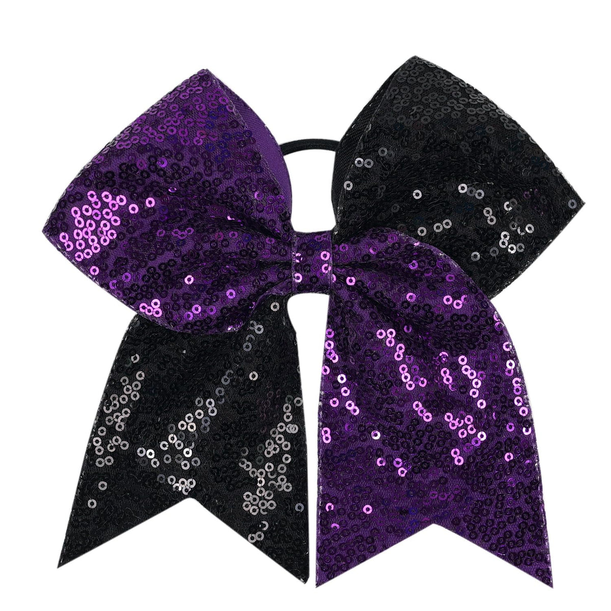 Bow Hair Tie for Girls Large Cheer Bow Sequins Ponytail Women Teen Girls Cheerleading Ribbon Holder Hair Band (Black + Orange)