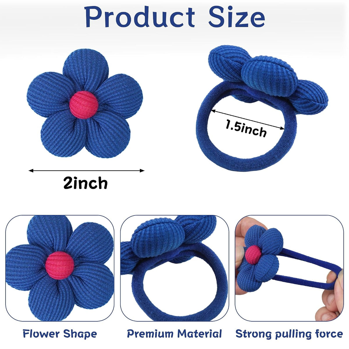 CÉLLOT 10PCS Flower Hair Ties,4cm in Diameter Seamless Nylon Bands, Normal Ponytail Holders for Girls,Teens and Women