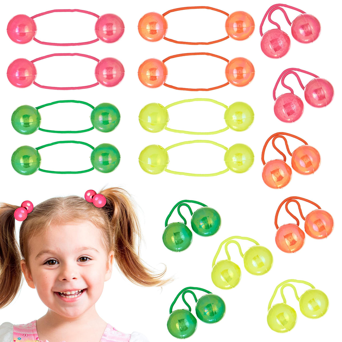 24pc Ponytailers Ponytail Balls Hair Elastics, 16mm-Value Pack