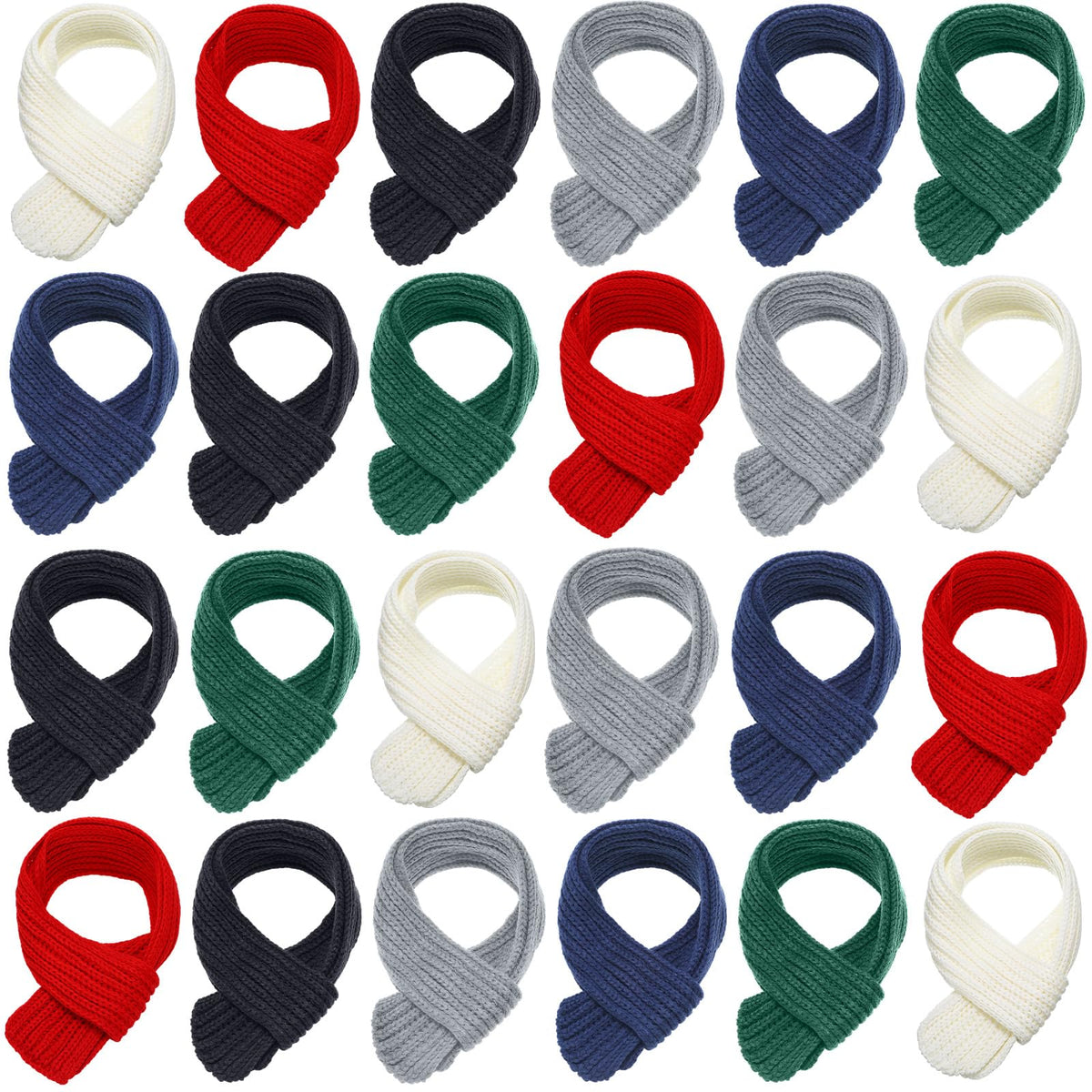 Liitrsh 24 Pcs Kids Scarf Bulk, 47 Inch Long Toddlers Winter Knitted Scarf Thick Warm Neck Warmer Scarves for Girls and Boys