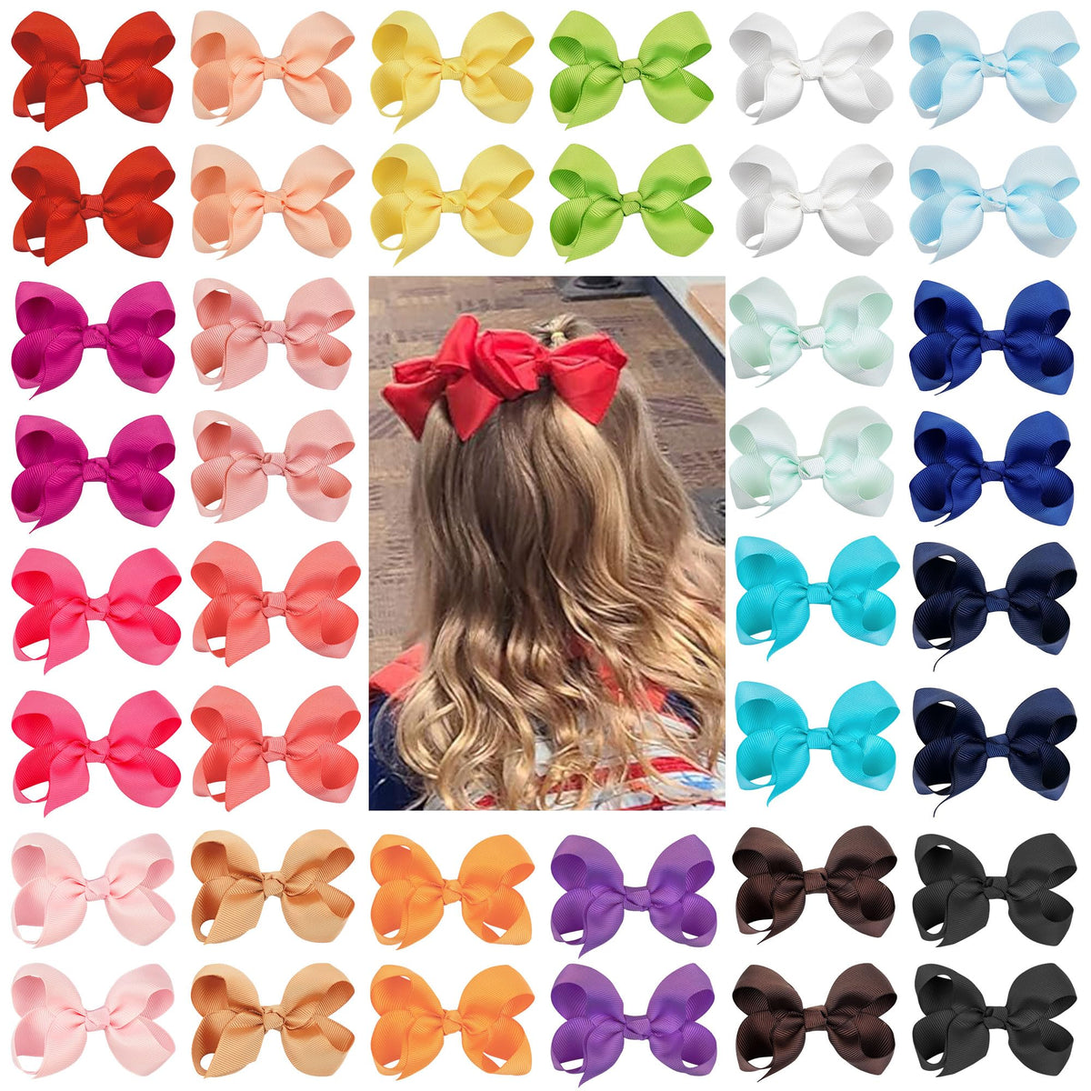 CÉLLOT 40PCS 4.5 Inch Hair Bows for Girls Toddler Hair Accessories in Pairs