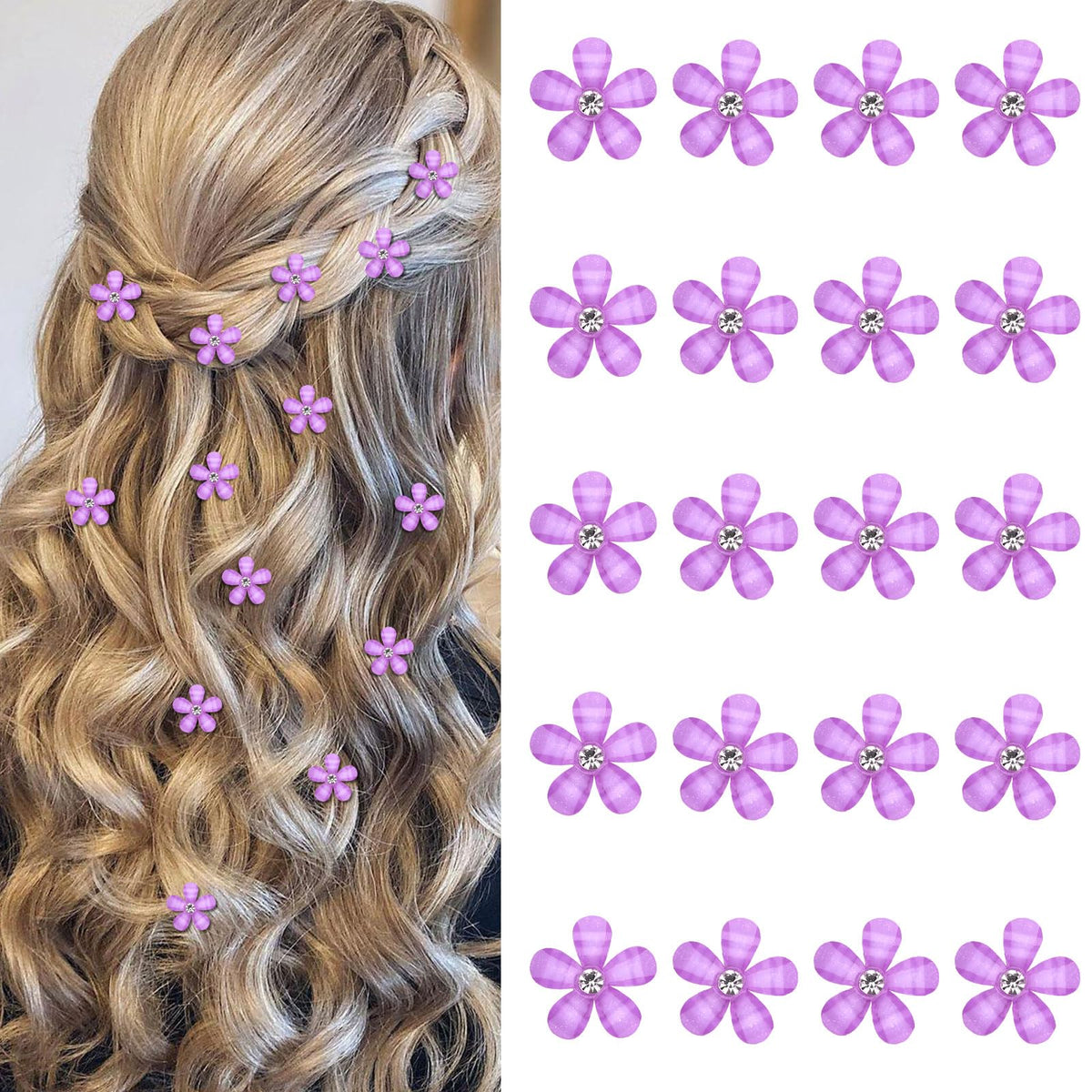 YISSION Colorful Rhinestone Hair Accessories - Mini Flower Hair Clips, Pins & Barrettes for Wedding, Bridal, Girls & Women