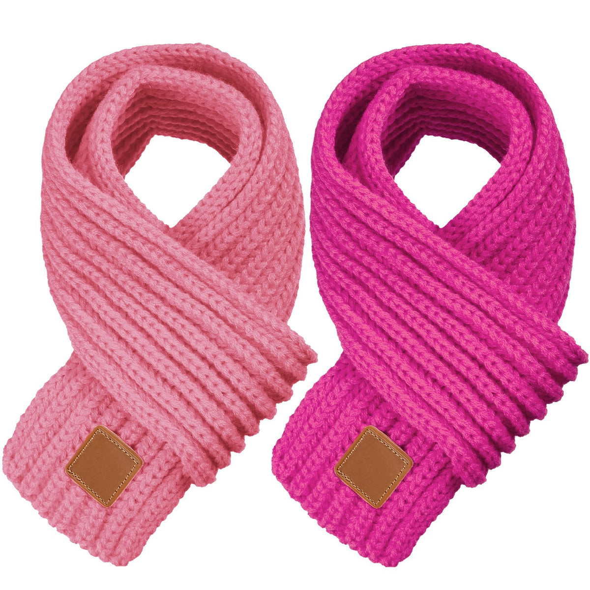 Zhanmai 2 Pcs Toddler Scarf Kids Warm Set Winter Knit Scarves Soft Neck Warmer for Boys Girls Children