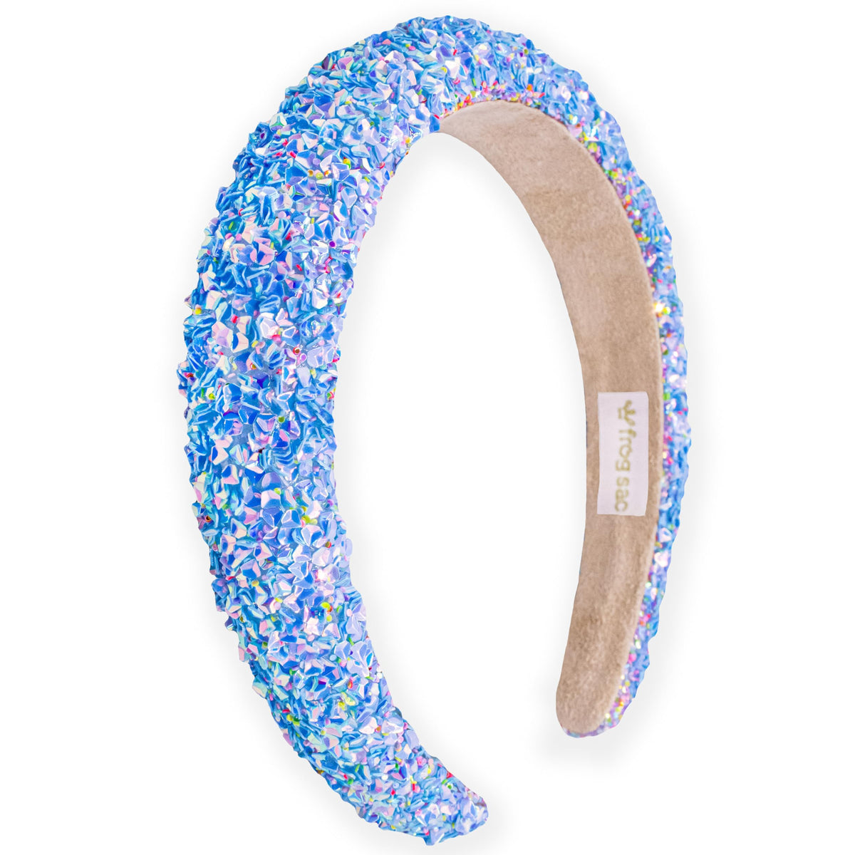 FROG SAC Sequin Headband for Girls, Sparkly Puffy Hair Band for Kids, Padded Toddler Head Bands, Sparkle Girl Hair Accessories (Rainbow, Child)