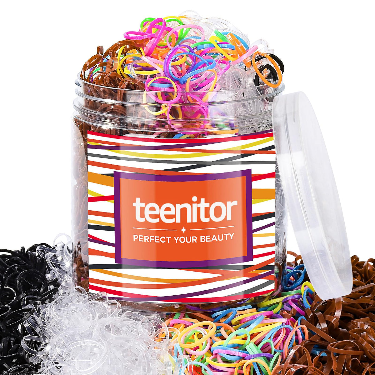 Teenitor 2000Pcs Clear Hair Ties Small Hair Elastics Rubber Hair Bands