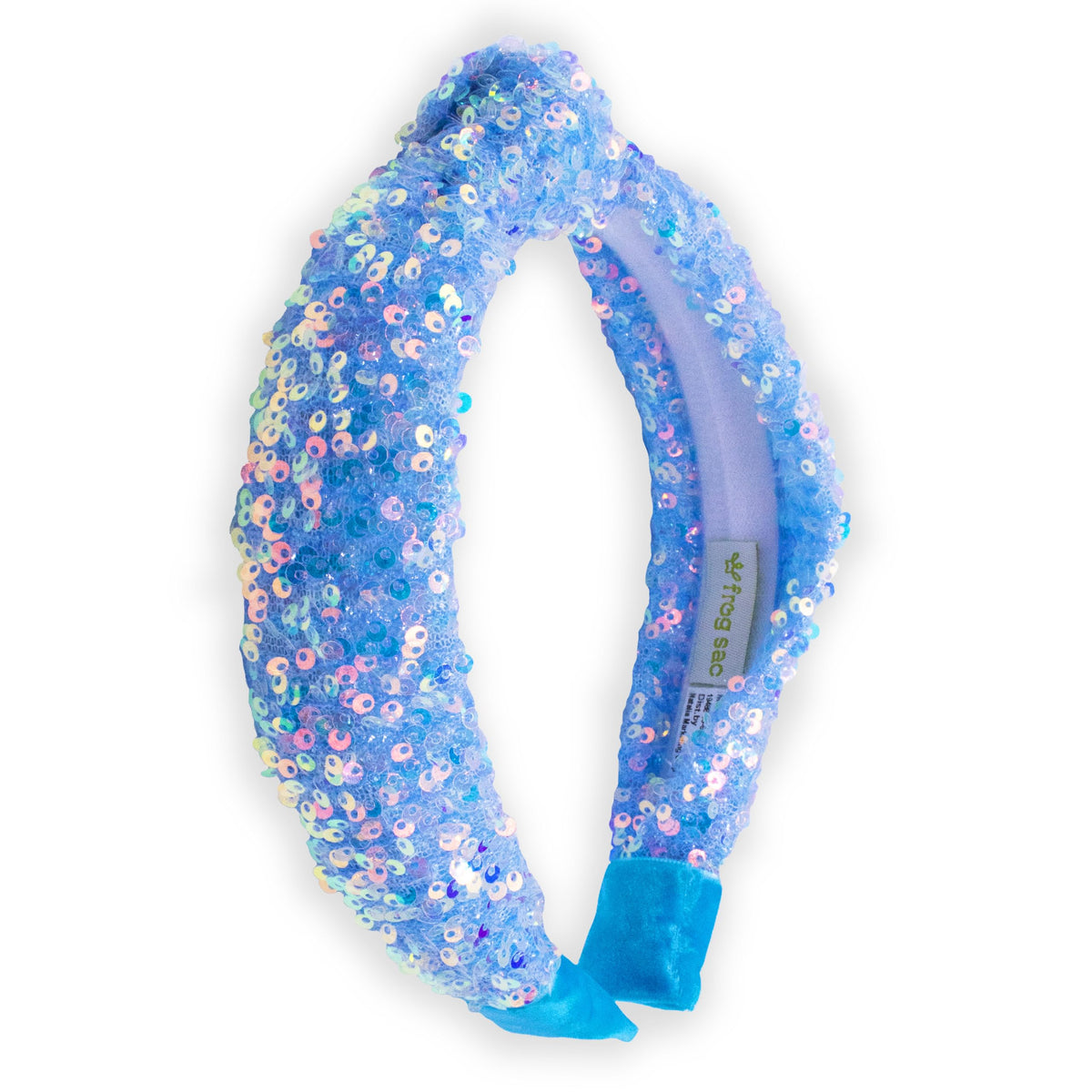 FROG SAC Knotted Headbands for Girls - Rainbow Sequin Knot Head Bands for Kids, Sparkly Toddler Headband, Sparkle Beaded Hair Band Accessories, Easter Basket Fillers Stocking Stuffers