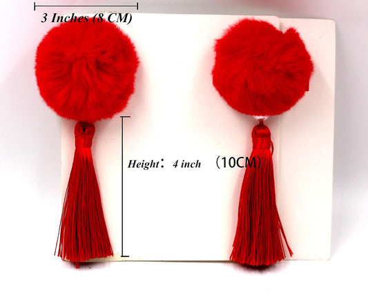 CÉLLOT 6Pcs Chinese Style Hairy Furry Balls Bows Clips for Girls Kids Child