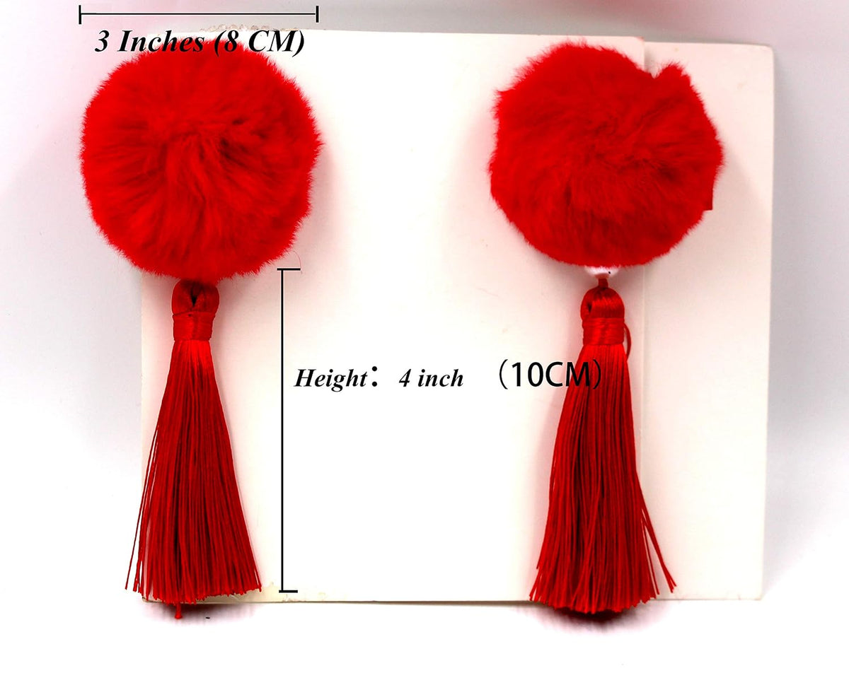 CÉLLOT 6Pcs Chinese Style Hairy Furry Balls Bows Clips for Girls Kids Child