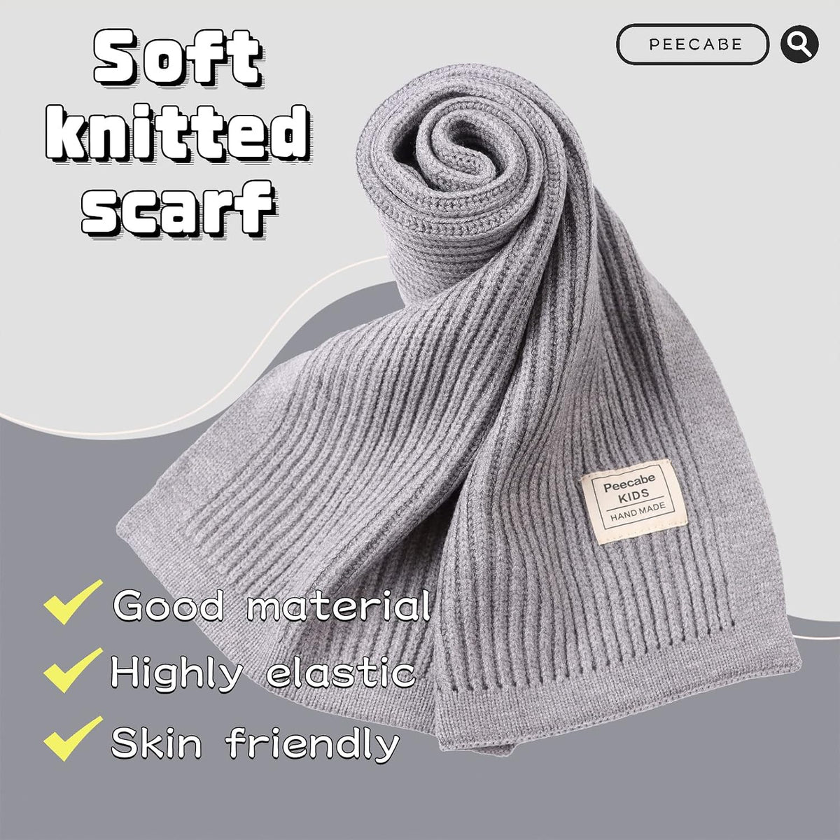 Peecabe Kids Knit Scarf Neck Warmer Soft Warm Winter Classic for Boys Girls