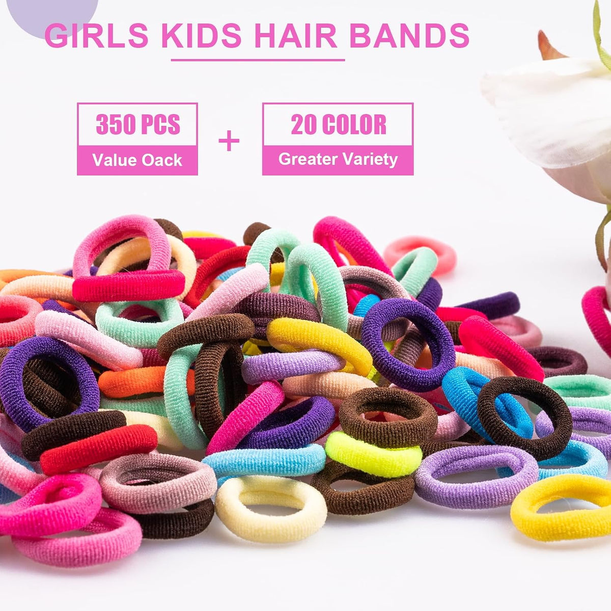 TVINLIK 350 PCS Multicolor Cotton Hair Ties,Soft Seamless Hair Bands