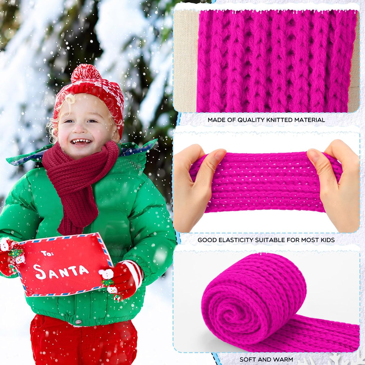 Liitrsh 24 Pcs Kids Scarf Bulk, 47 Inch Long Toddlers Winter Knitted Scarf Thick Warm Neck Warmer Scarves for Girls and Boys