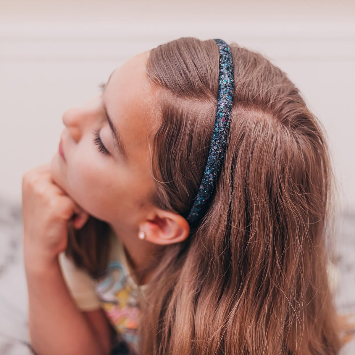 FROG SAC 6 Headbands for Girls - Thin Head Bands for Kids, Toddler Hair Band Accessories, Glitter Mermaid Floral Hairbands, Easter Basket Stocking Stuffers (Pink,Purple,Rainbow,Gold,Black,White)