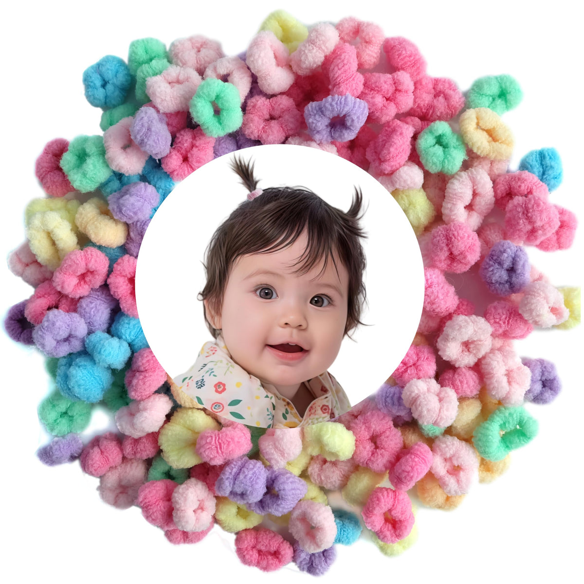 Baby Hair Ties Toddler Hair Accessories No Damage Scrunchies, 120pcs