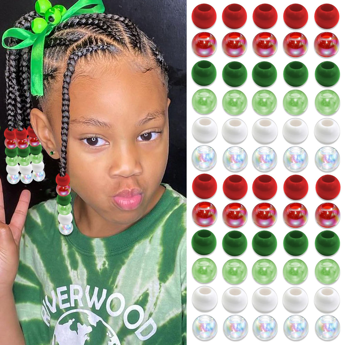NAISKA 60PCS Blue Pink Hair Beads Purple Beads for Braids Iridescent Mermaid Dreadlock Pony Bead 3 Colors Loc Jewelry Summer Hair Accessories for Kids Girls