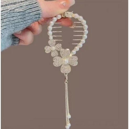 Women's Chinese-Style Alloy-Resin Bling Butterfly Hair Clip with Tassel Holders, Elegant Bun Claw, Ponytail Holder, One Size for Engagement, Anniversary, Business Occasions