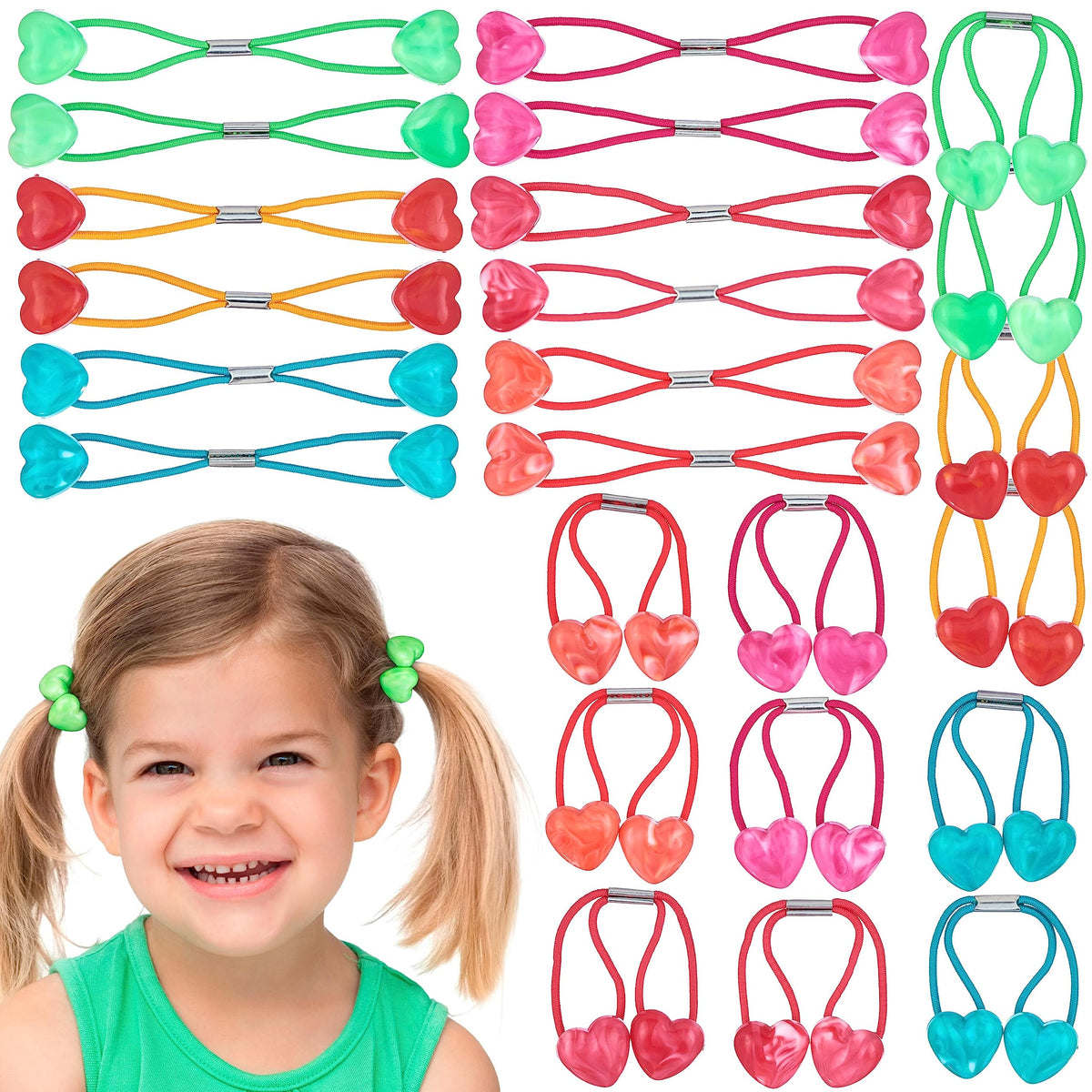 24pc Ponytailers Ponytail Balls Hair Elastics, 16mm-Value Pack