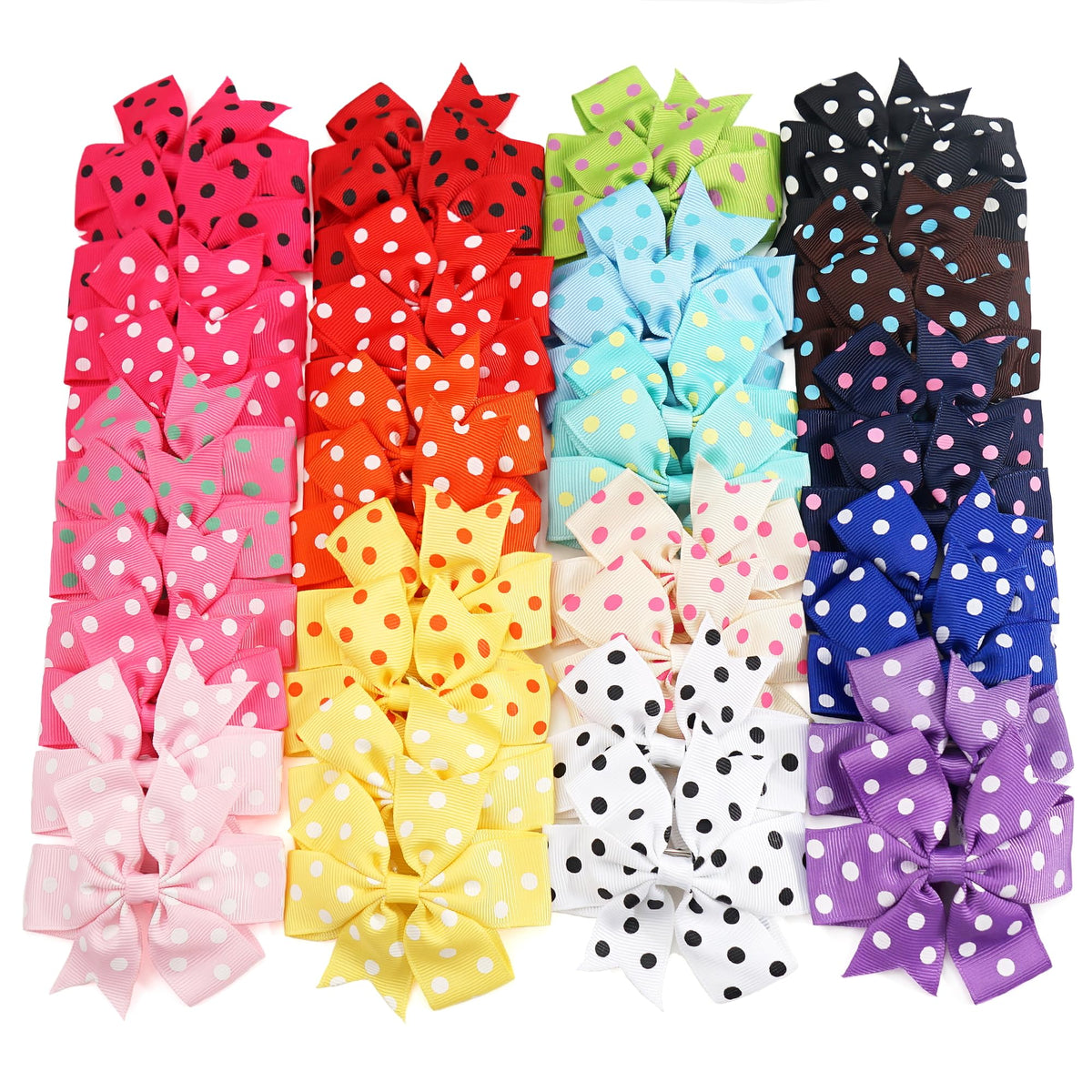 CÉLLOT 40Pcs 3 Inch Boutique Grosgrain Ribbon Pinwheel Hair Bows Alligator Clips For Girls Toddlers Accessories Teens Gifts In Pairs