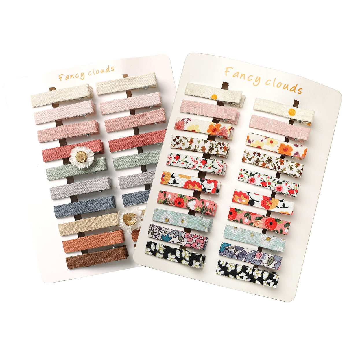 FANCY CLOUDS Hair Clips for Girls Women Toddler Baby,Assorted 20Pcs Flower Fabric Fully Lined Small Alligator Clips Hair Accessories for Teens Child Kids Gifts