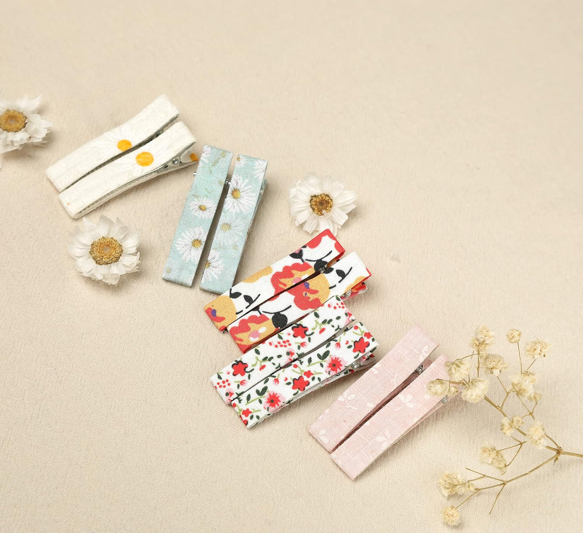 FANCY CLOUDS Hair Clips for Girls Women Toddler Baby,Assorted 20Pcs Flower Fabric Fully Lined Small Alligator Clips Hair Accessories for Teens Child Kids Gifts
