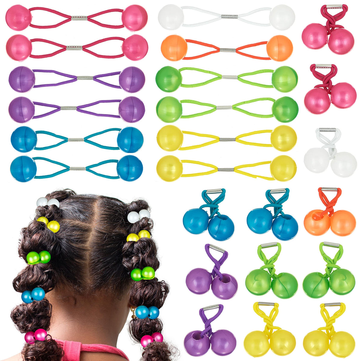 24pc Ponytailers Ponytail Balls Hair Elastics, 16mm-Value Pack