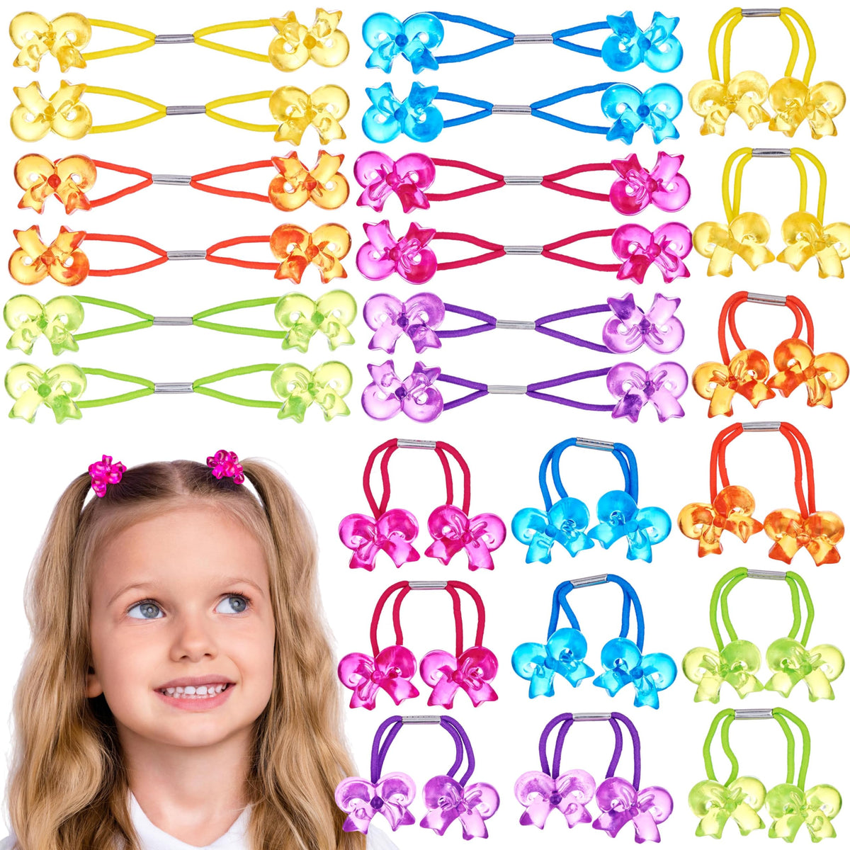 24pc Ponytailers Ponytail Balls Hair Elastics, 16mm-Value Pack