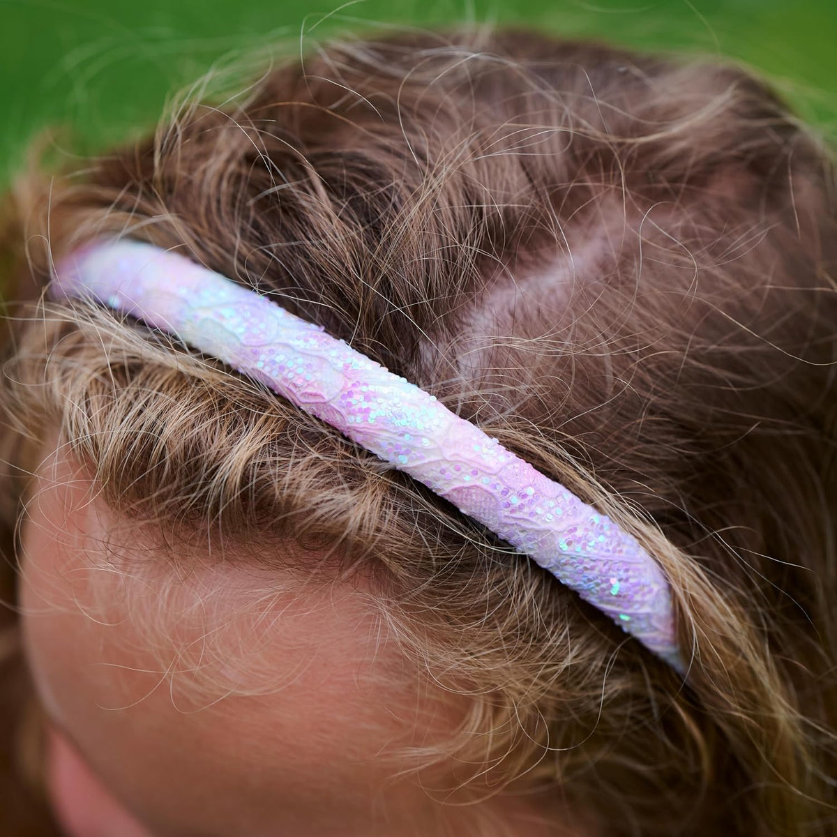 FROG SAC 4 Headbands for Girls, Thin Head Bands for Kids, Glitter Lace Hair Bands for Children, Little Girl Headband Pack (Glitter Lace)