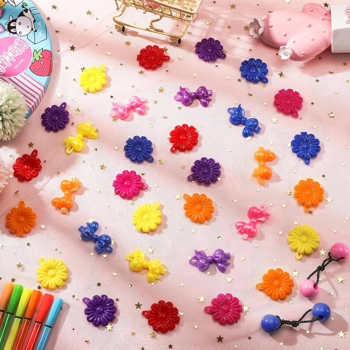 Giegxin 60 Pcs Girls Barrettes Hair Clips Ponytail Ties, ovely Style